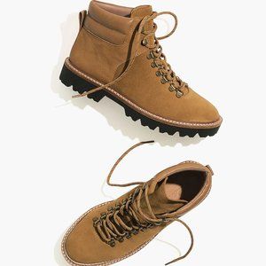 NWT Madewell The Citywalk Lugsole Hiker Boot, Suede and Leather, Toffee, Size 10